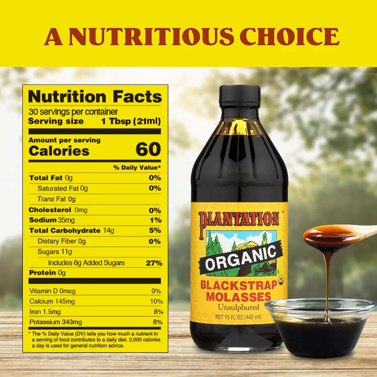 Plantation Organic Blackstrap Molasses Unsulphered, 15 oz