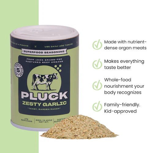 Pluck // Zesty Garlic Organ Meat Blend Seasoning, 3.1 oz