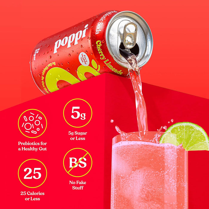 Poppi // Cherry Limeade Prebiotic Soda, 12 oz