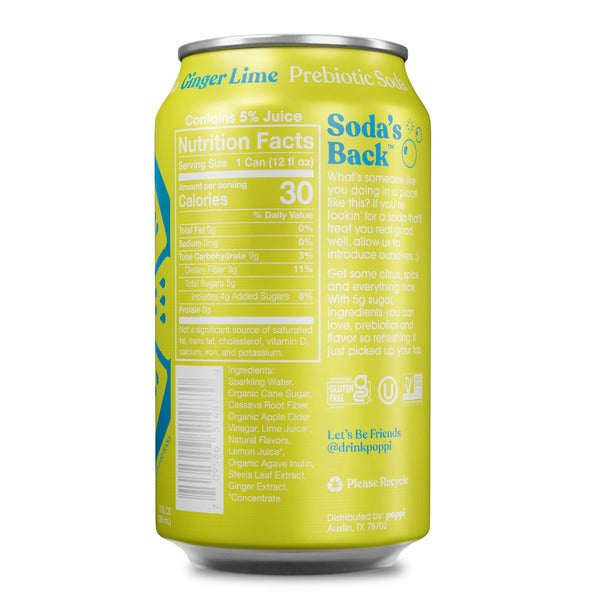 Poppi // Ginger Lime Prebiotic Soda, 12 oz