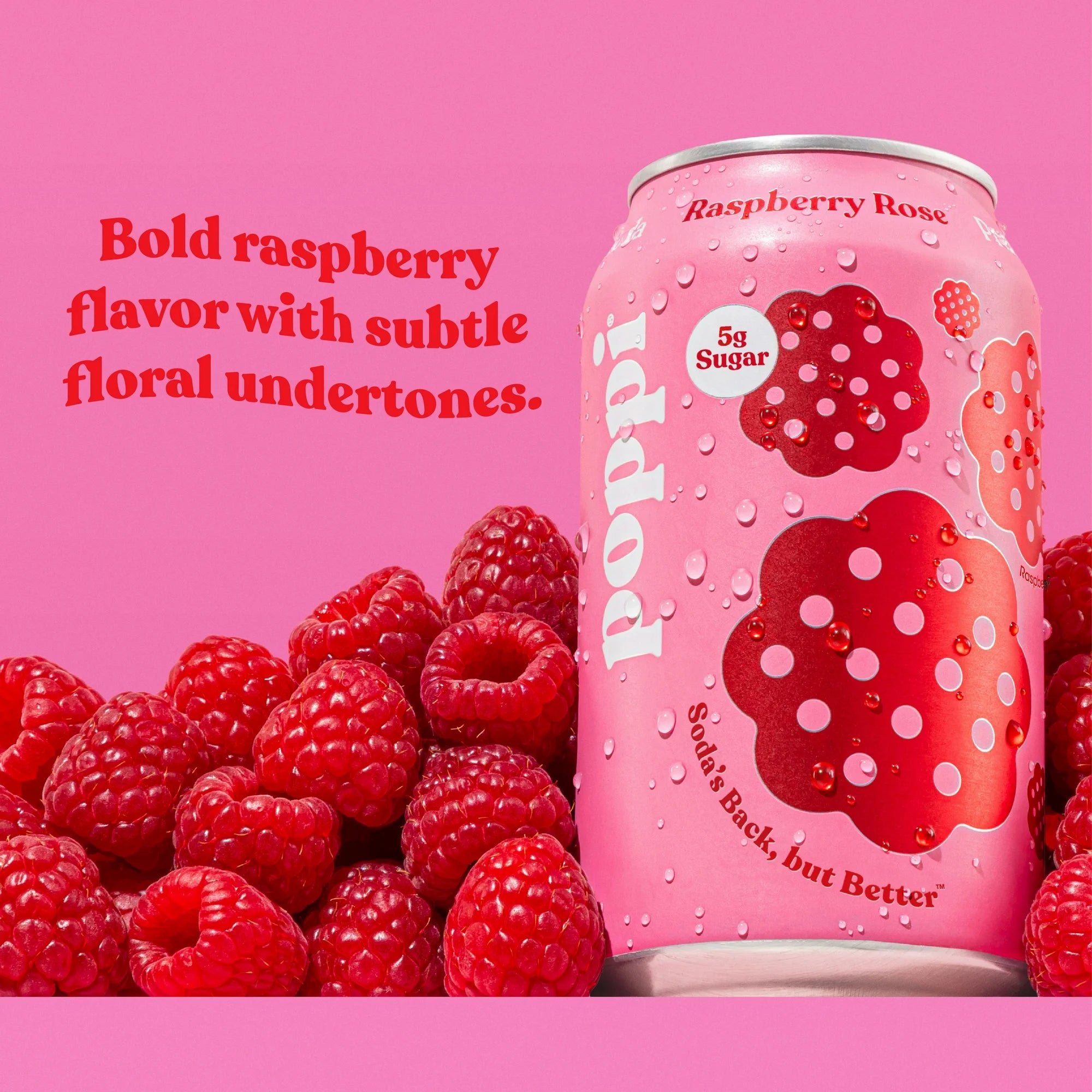 Poppi // Raspberry Rose Prebiotic Soda, 12 oz