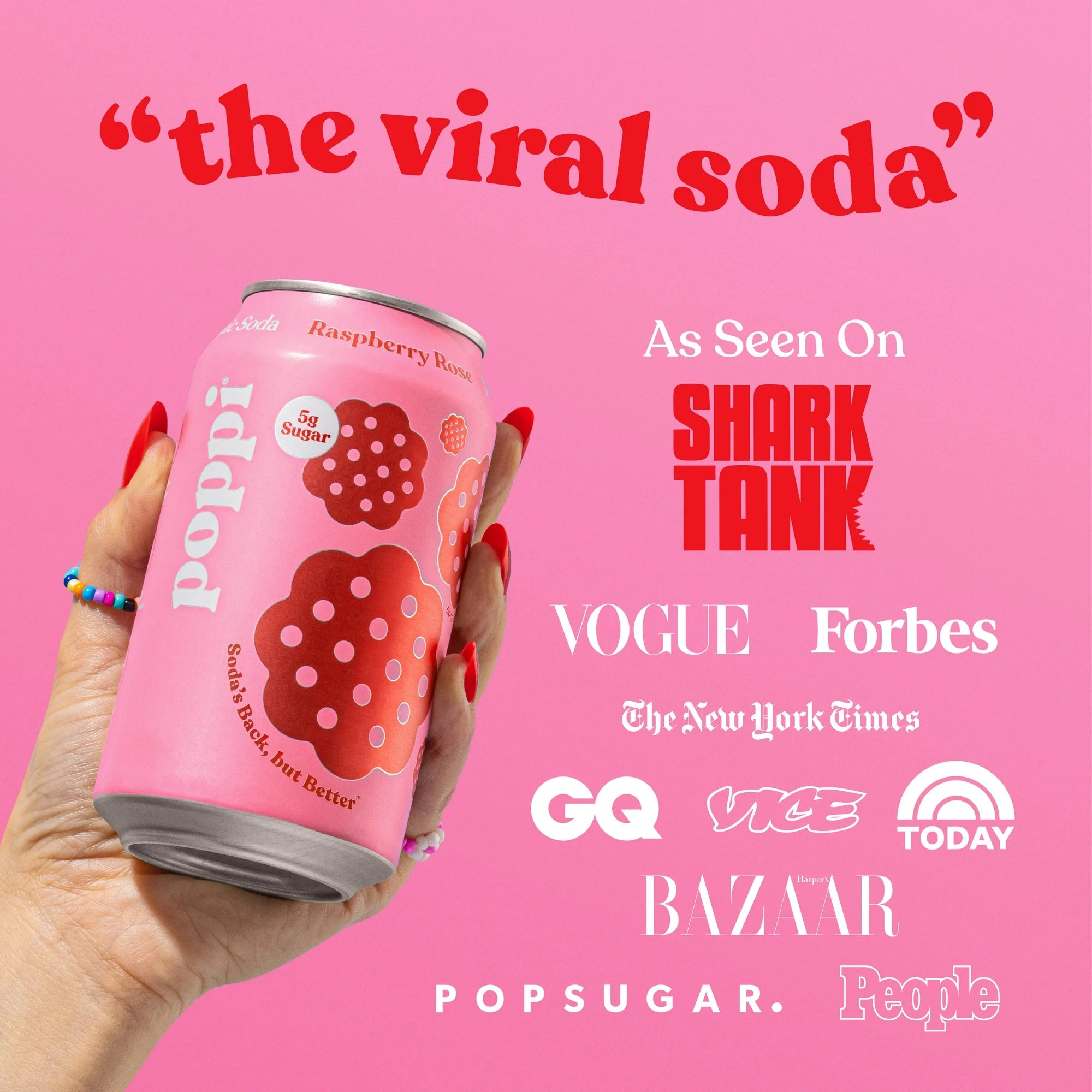 Poppi // Raspberry Rose Prebiotic Soda, 12 oz
