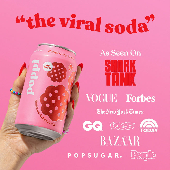 Poppi // Raspberry Rose Prebiotic Soda, 12 oz