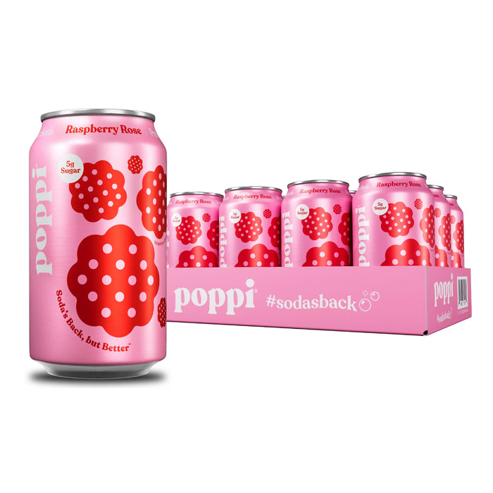 Poppi // Raspberry Rose Prebiotic Soda, 12 oz