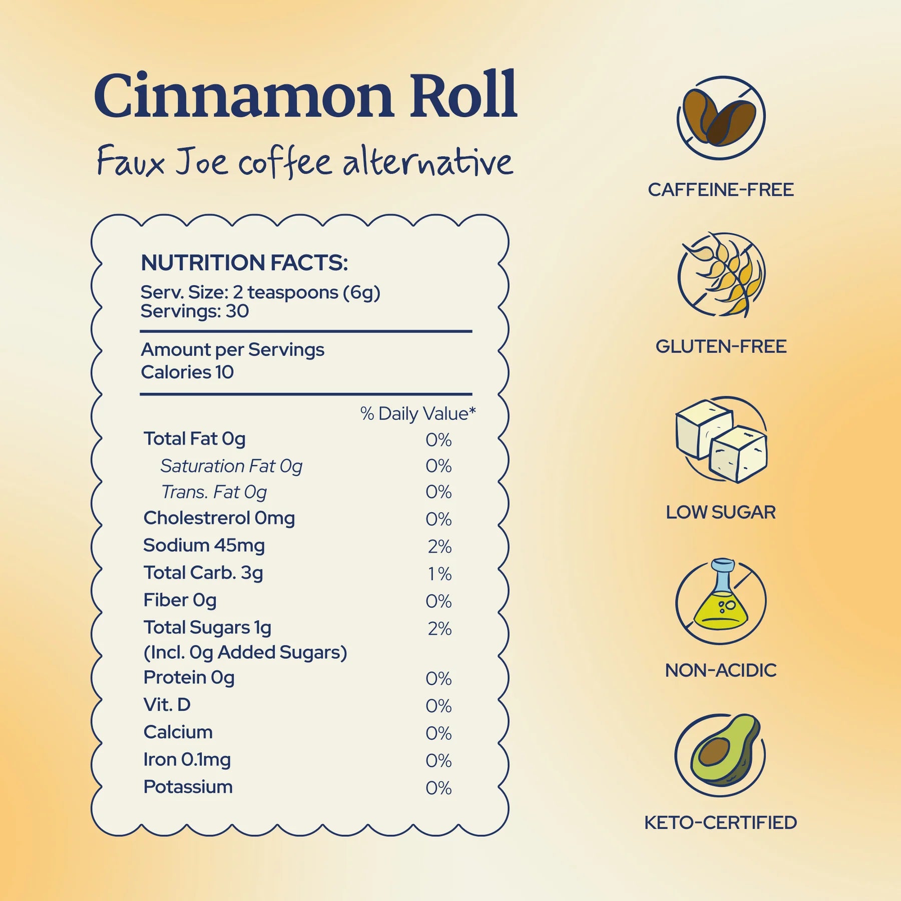 Sip Herbals Cinnamon Roll Coffee Substitute nutrition facts.