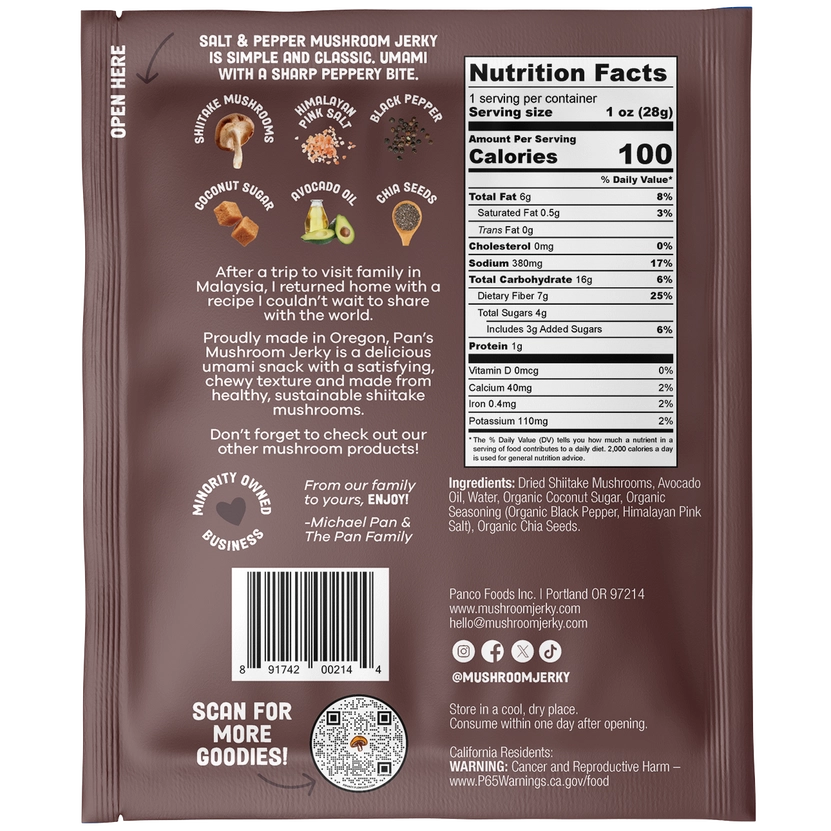 Pan's Mushroom Jerky // Salt & Pepper Mushroom Jerky