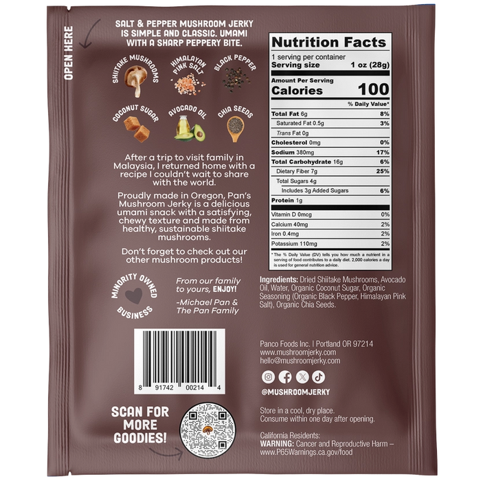 Pan's Mushroom Jerky // Salt & Pepper Mushroom Jerky