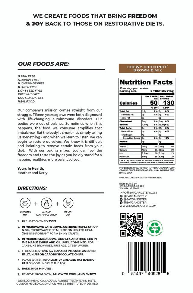 EAT G.A.N.G.S.T.E.R // Chewy Choconot Brownie Mix 8.1 oz