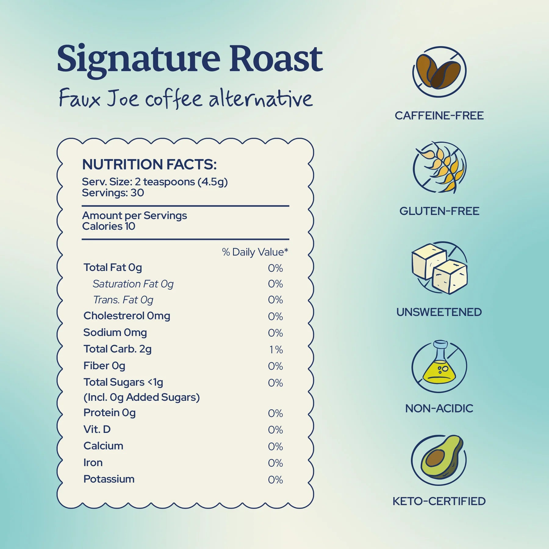 Sip Herbals Signature Roast Coffee Substitute nutrition facts.