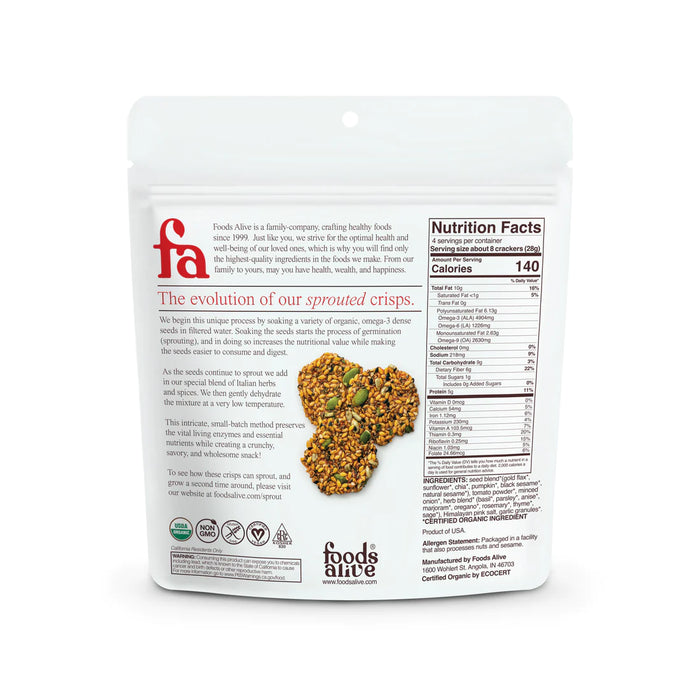 Foods Alive // Tomato & Herb Sprouted Crisps 4 oz