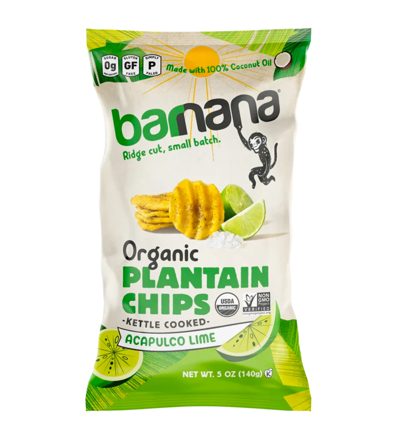Barnana Ridged Plantain Chips Acapulco Lime 5-oz bag, barnana plantain chips.