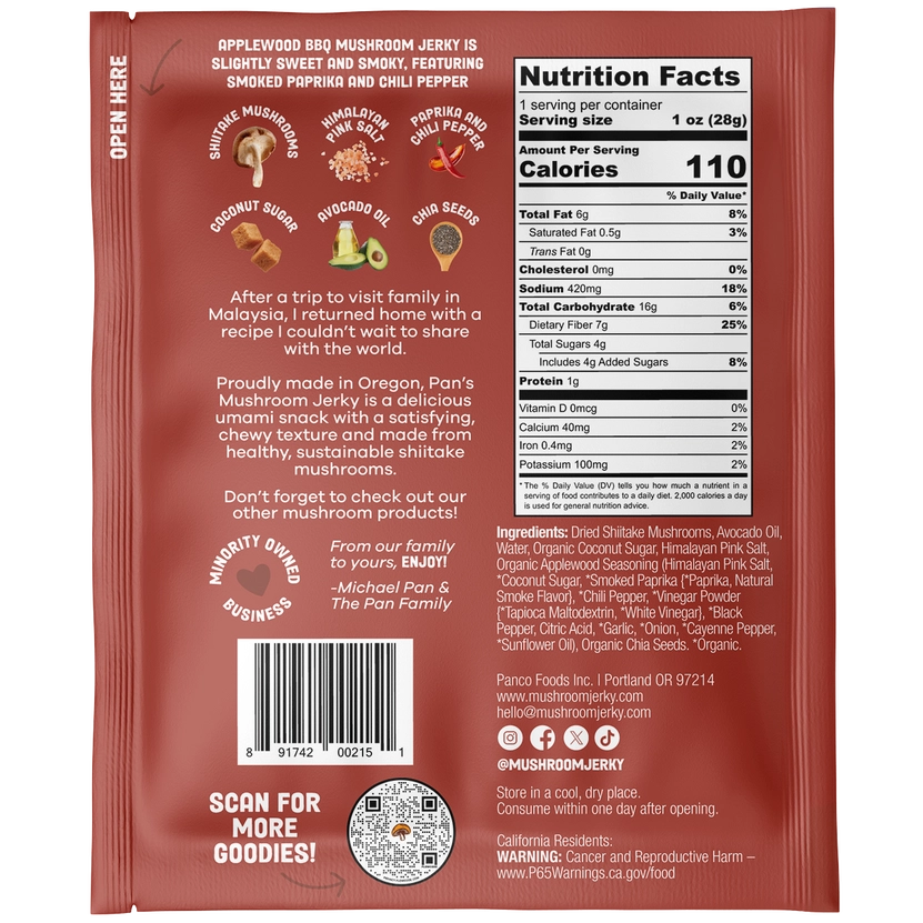 Pan's Mushroom Jerky // Applewood BBQ Mushroom Jerky