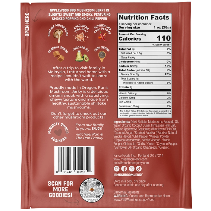 Pan's Mushroom Jerky // Applewood BBQ Mushroom Jerky