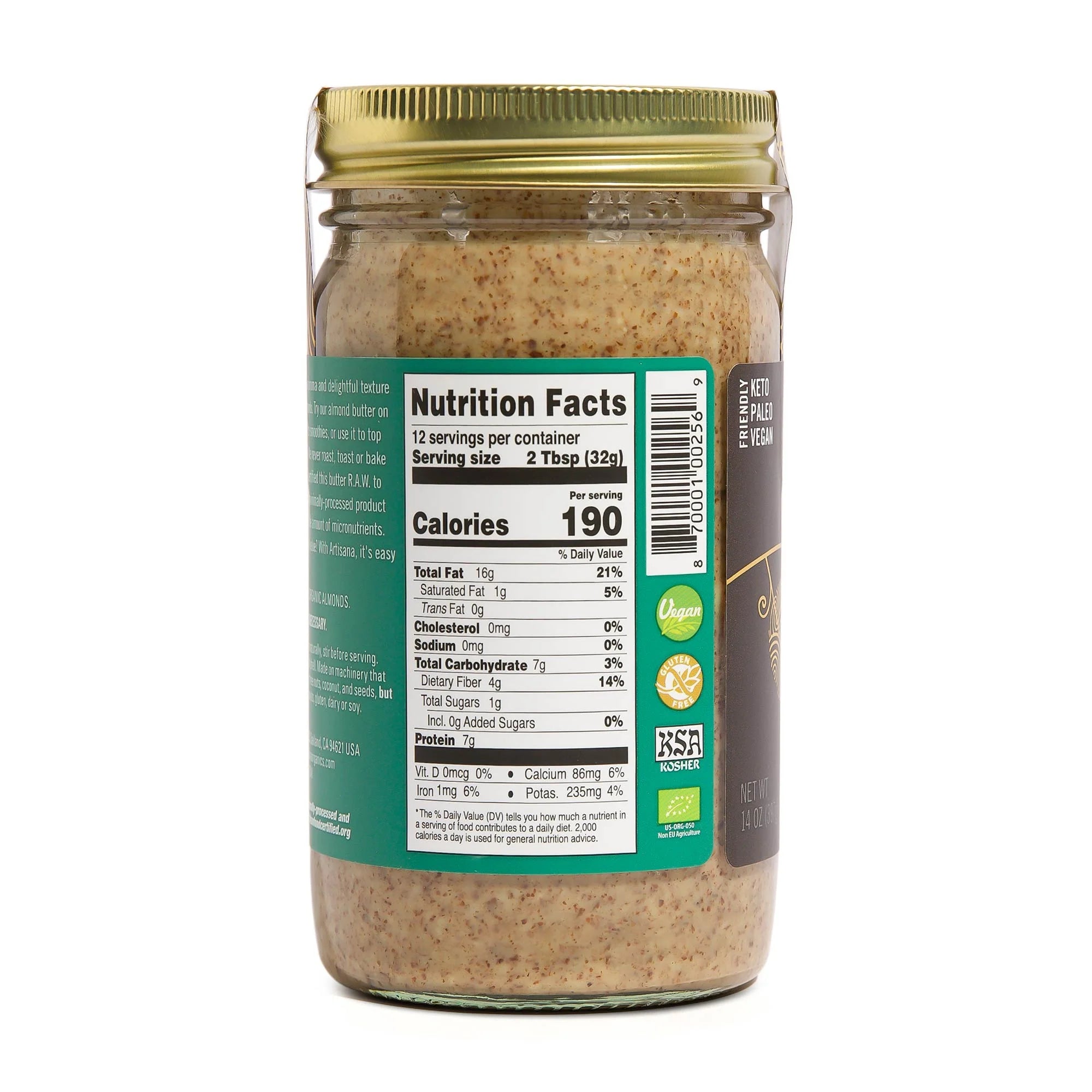 Artisana Raw Almond Butter, 14 oz