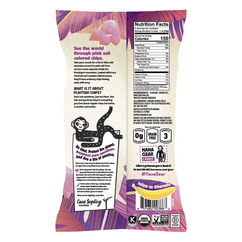 Barnana // Organic Ridged Plantain Chips Himalayan Pink Salt 5 oz