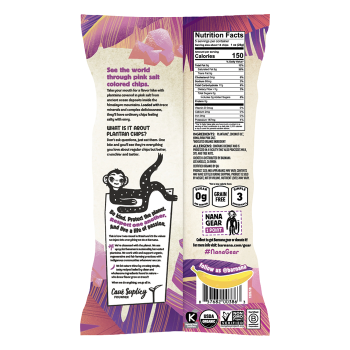 Barnana // Organic Ridged Plantain Chips Himalayan Pink Salt 5 oz