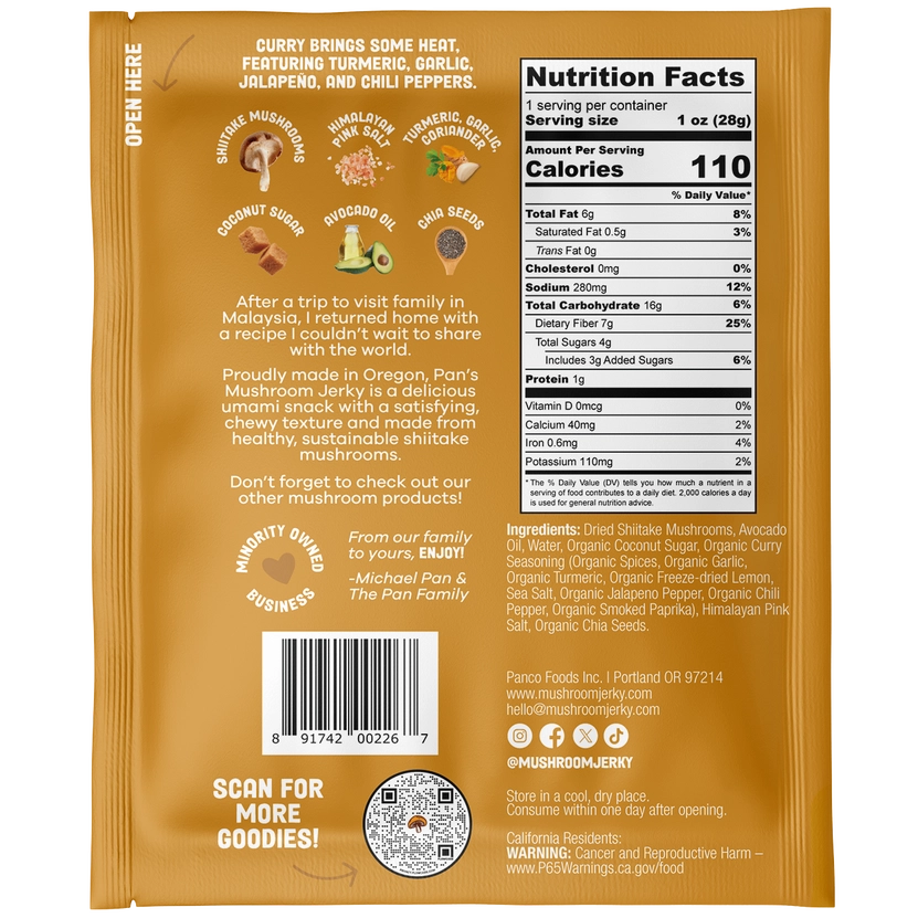 Pan's Mushroom Jerky // Curry Mushroom Jerky