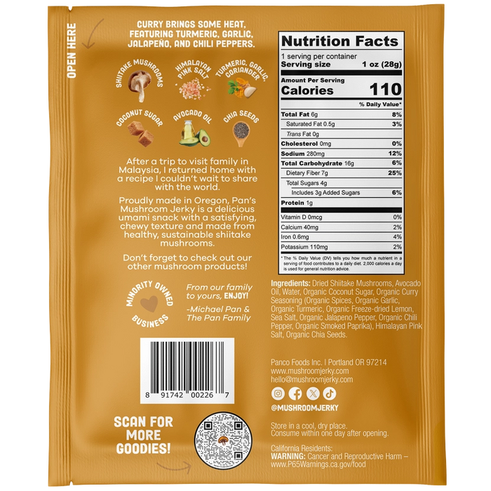 Pan's Mushroom Jerky // Curry Mushroom Jerky