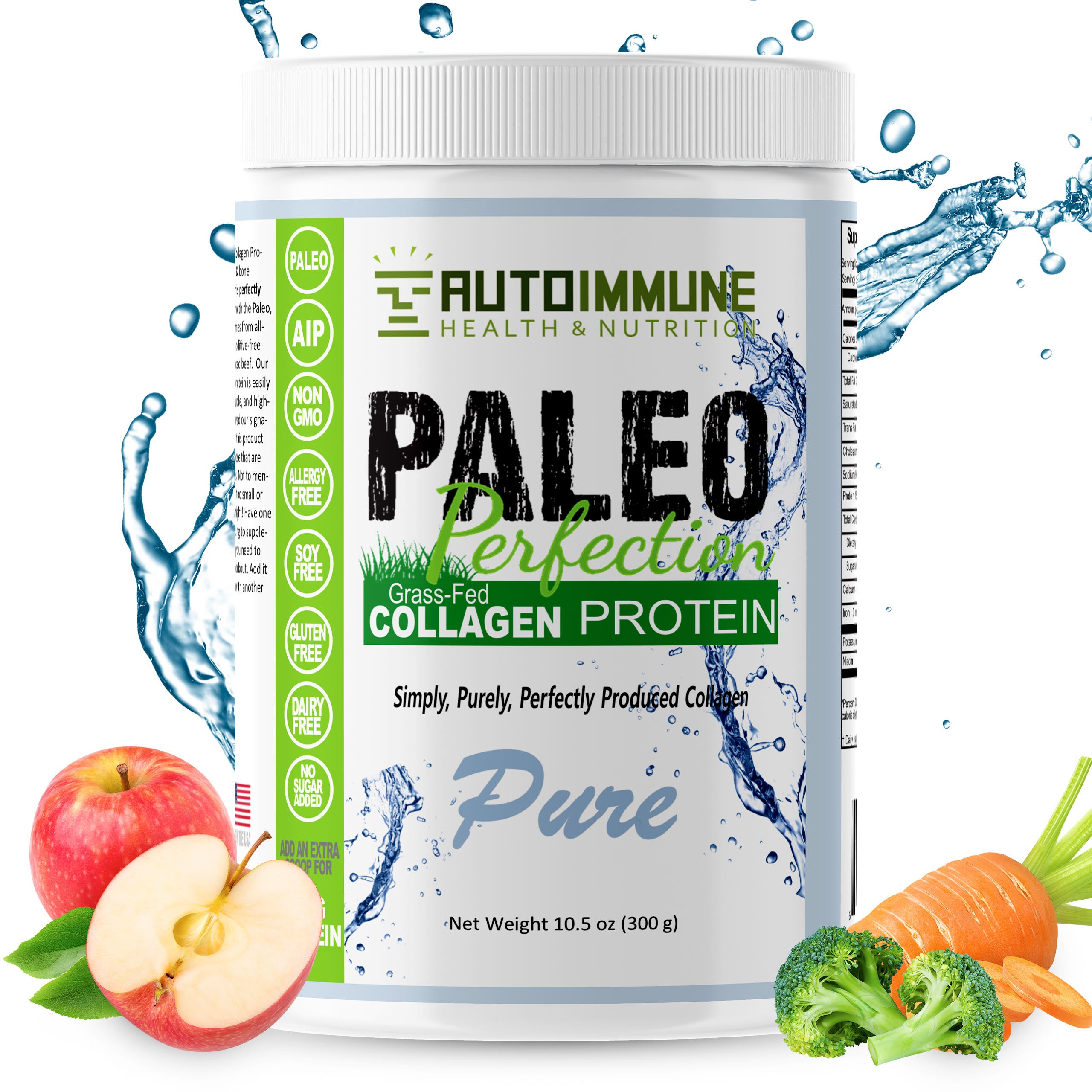 AutoImmune Pure low carb protein powder 16-oz front label.