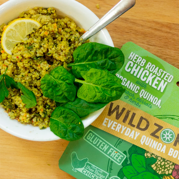 Wild Zora Quick Quinoa Meal - Herb Roasted Chicken with Spinach, Carrots & Herbs, 3 oz