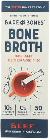Bare Bones // Instant Beef Flavored Bone Broth, Case of 4, 15g Each