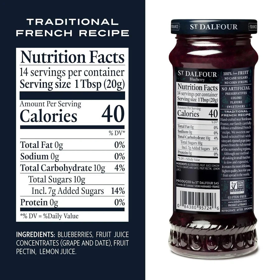 St. Dalfour Wild Blueberry Fruit Spread, 10 oz