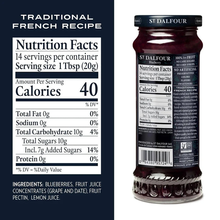 St. Dalfour Wild Blueberry Fruit Spread, 10 oz