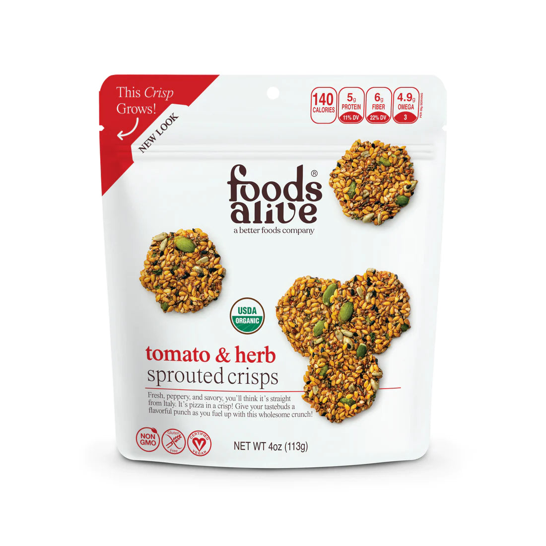 Foods Alive // Tomato & Herb Sprouted Crisps 4 oz