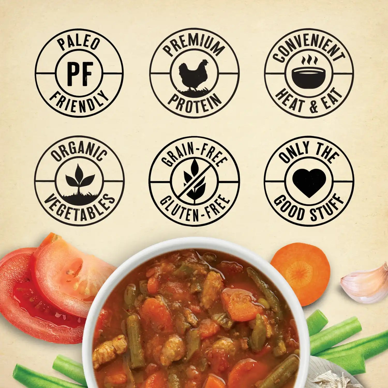 True Primal Chicken & Vegetable Soup 16-oz certifications.
