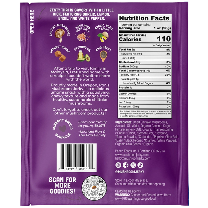 Pan's Mushroom Jerky // Zesty Thai Mushroom Jerky