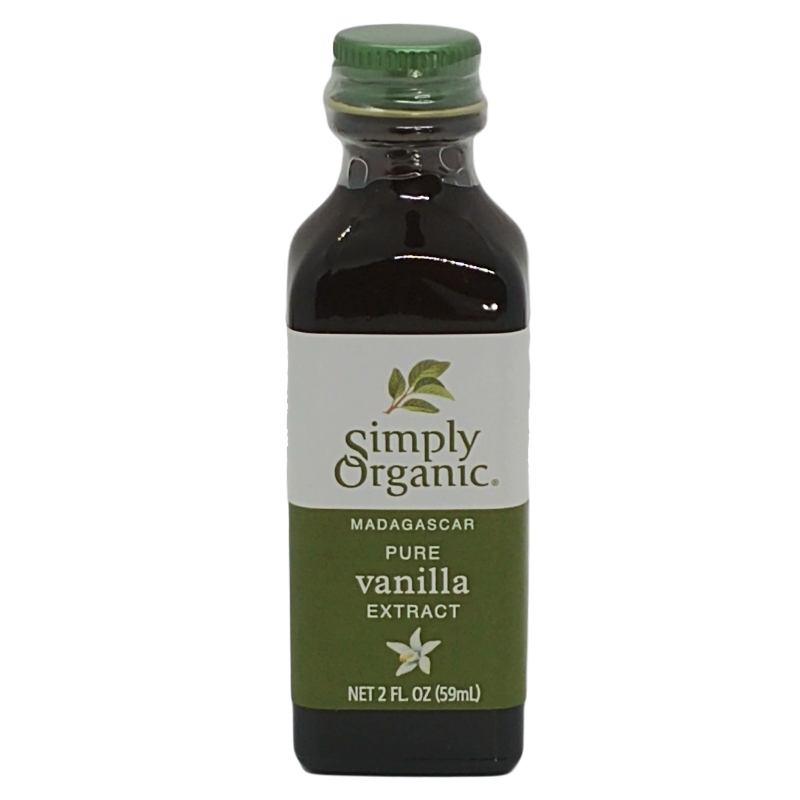 Simply Organic Pure Vanilla Extract 2 fl oz bottle front label natural vanilla flavor.