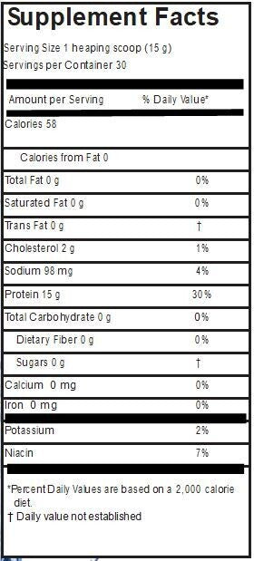Autoimmune H&N // Paleo Perfection Pure low carb protein powder supplement facts panel.