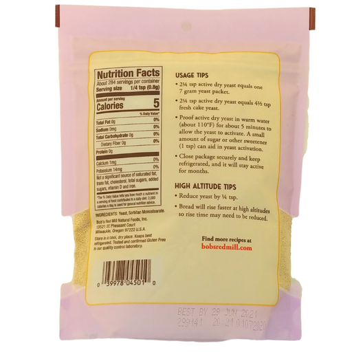 Bob's Red Mill // Active Dry Yeast 8oz Nutritional Facts