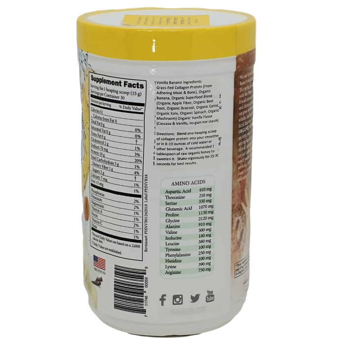 Autoimmune H&N // Paleo Perfection Vanilla Banana Protein Powder 16 oz Nutrition Facts