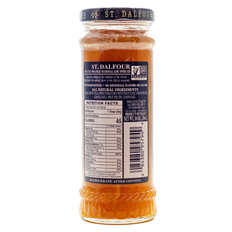 St. Dalfour Orange Marmalade nutrition facts panel orange marmalade.