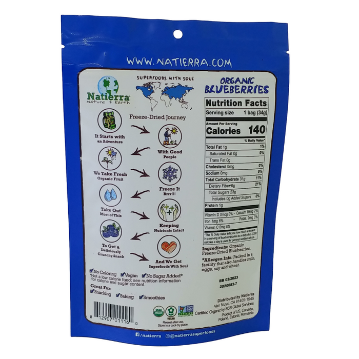 Natierra // Organic Freeze-Dried Blueberries 1.2 oz