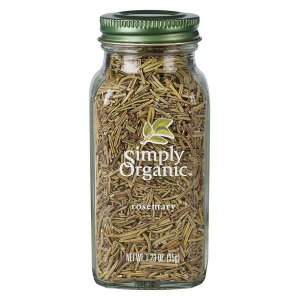 Simply Organic Rosemary Whole Leaf 1.23 oz jar front label rosemary kosher seasoning.