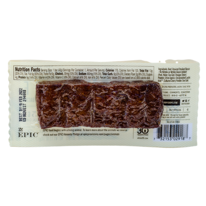 EPIC Uncured Bacon Pork Maple Meat Bar 1.5 oz.