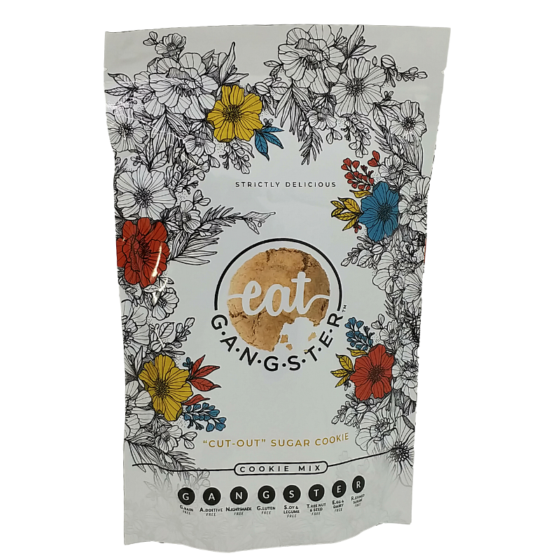 EAT G.A.N.G.S.T.E.R Cut-Out Sugar Cookie Mix 9-oz gluten free sugar cookie mix front pouch.