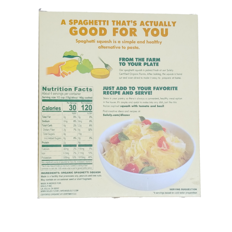 Solely // One Whole Spaghetti Squash Veggie Pasta 1.76 oz