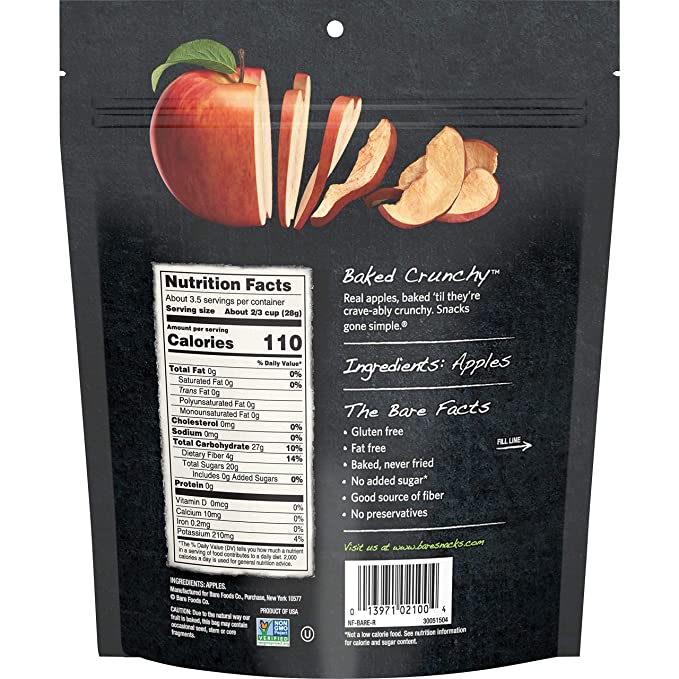 Bare Fruit // Crunchy Organic Fuji & Reds Apple Chips  3 oz