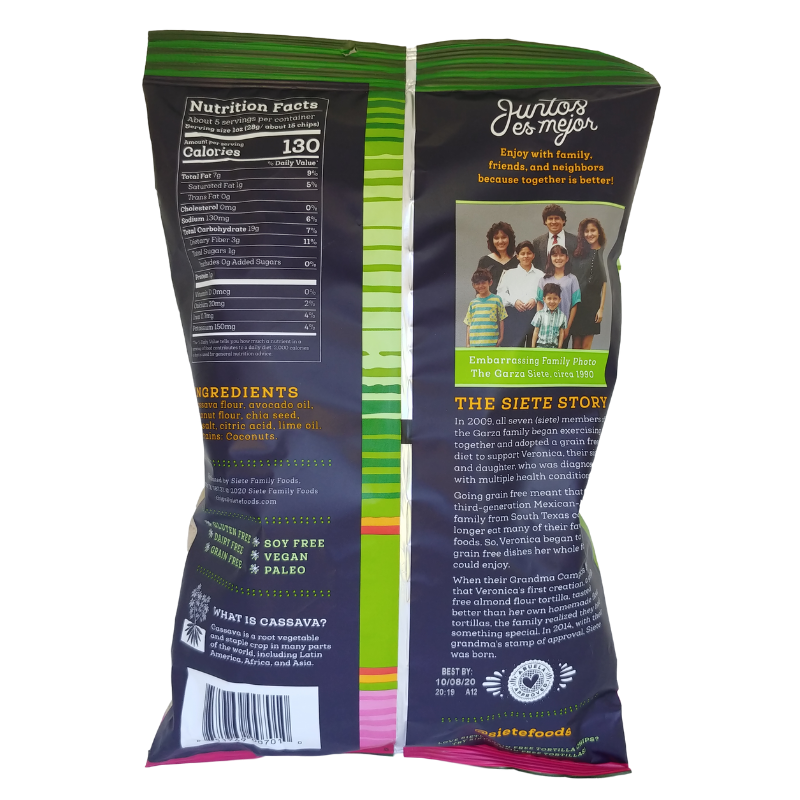 Siete // Grain Free LIME Tortilla Chips 5 oz