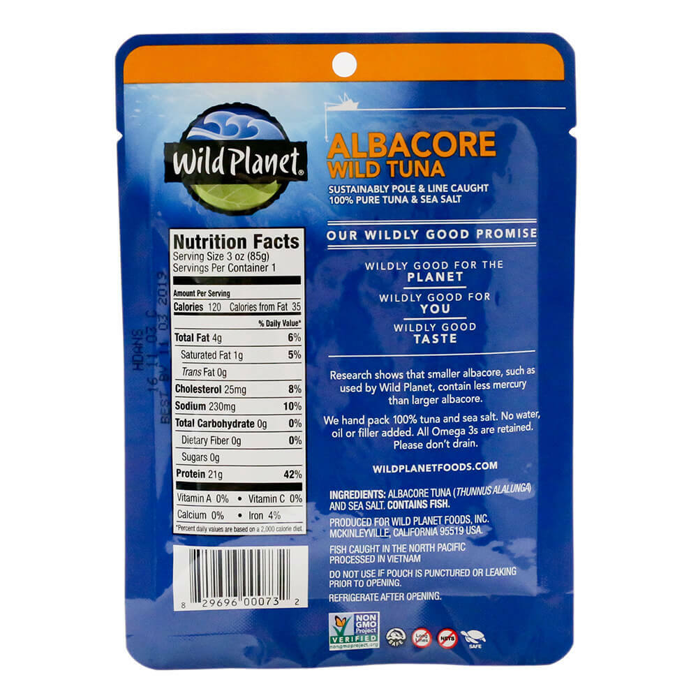 Wild Planet Albacore Tuna nutrition facts panel albacore tuna.