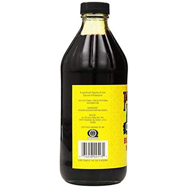 Plantation Organic Unsulphured Blackstrap Molasses 15-oz bottle barcode panel.