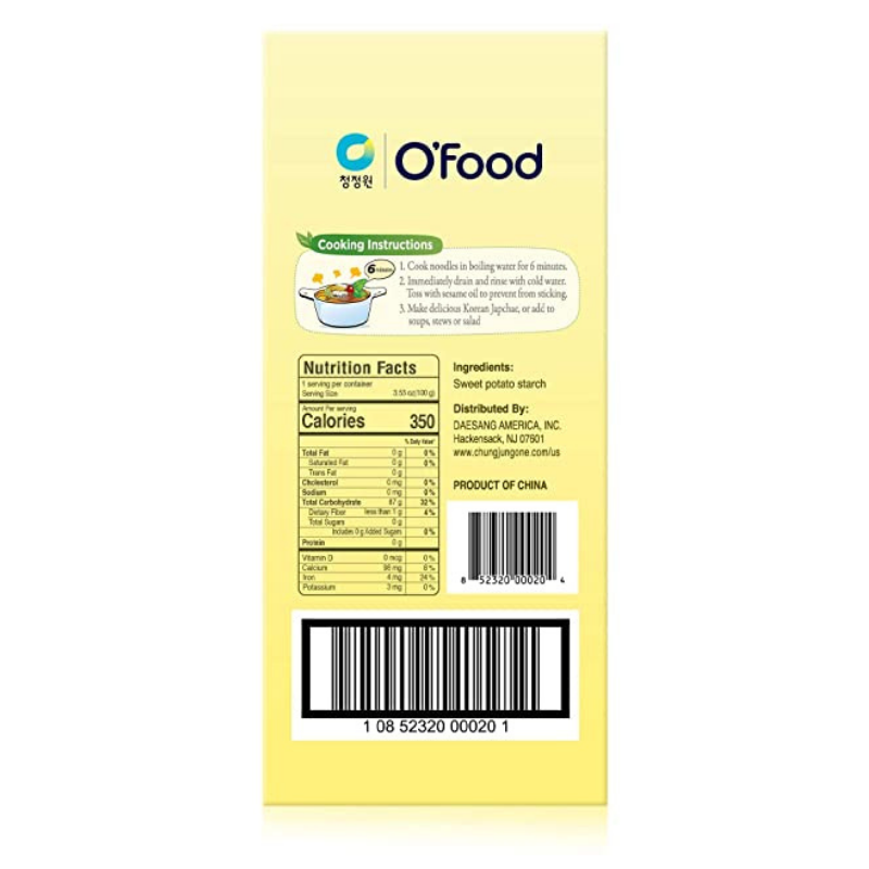 Chung Jung One // Sweet Potato Glass Noodle 3.5 oz Nutri Facts