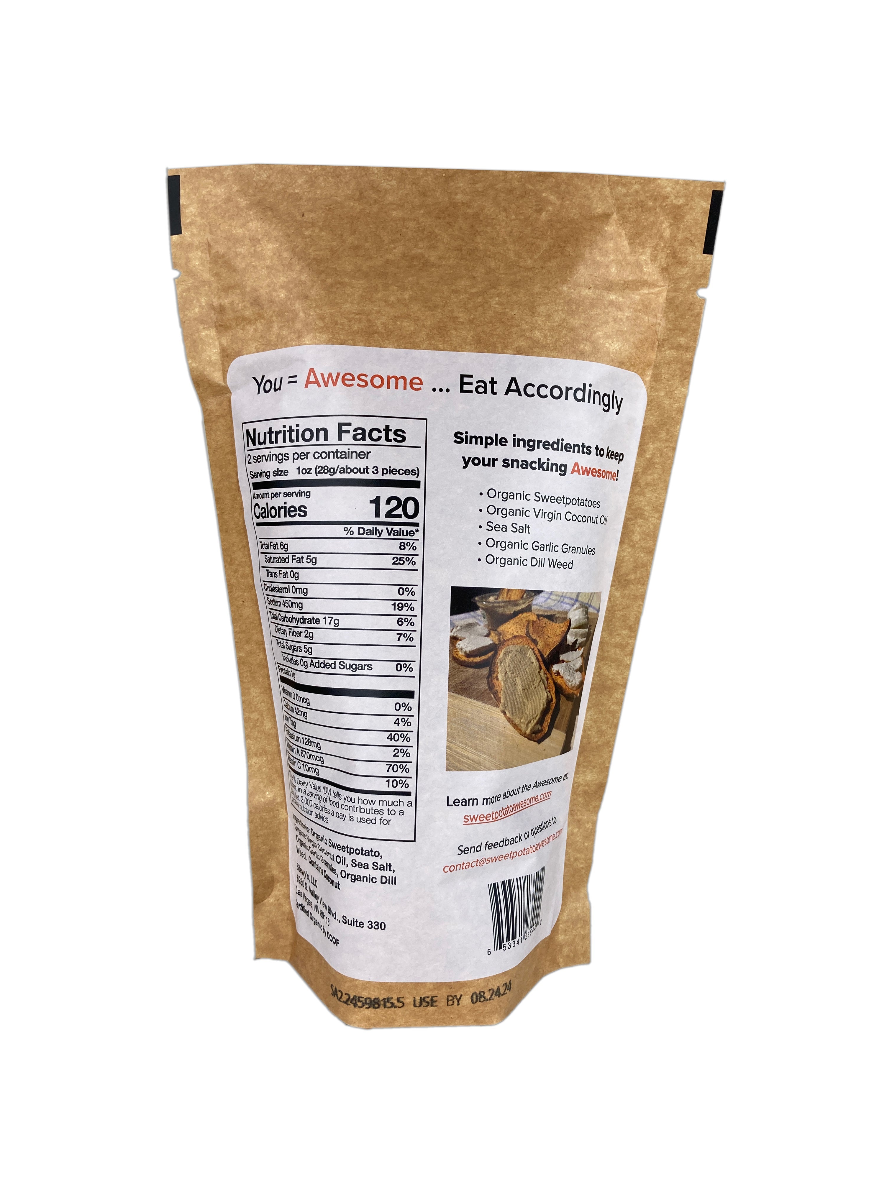 Sweetpotato Awesome Sea Salt Sweetpotato Fries nutrition facts panel organic sweet potatoes.