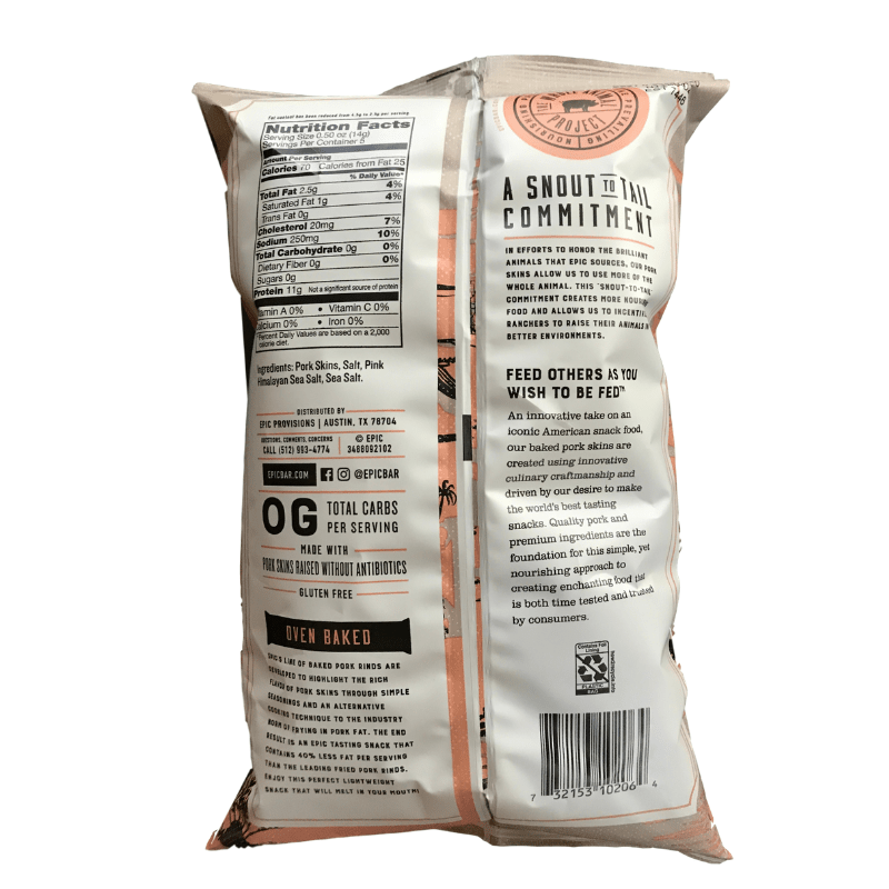 EPIC // Pink Himalayan + Sea Salt Oven Baked Pork Rinds 2.5 oz