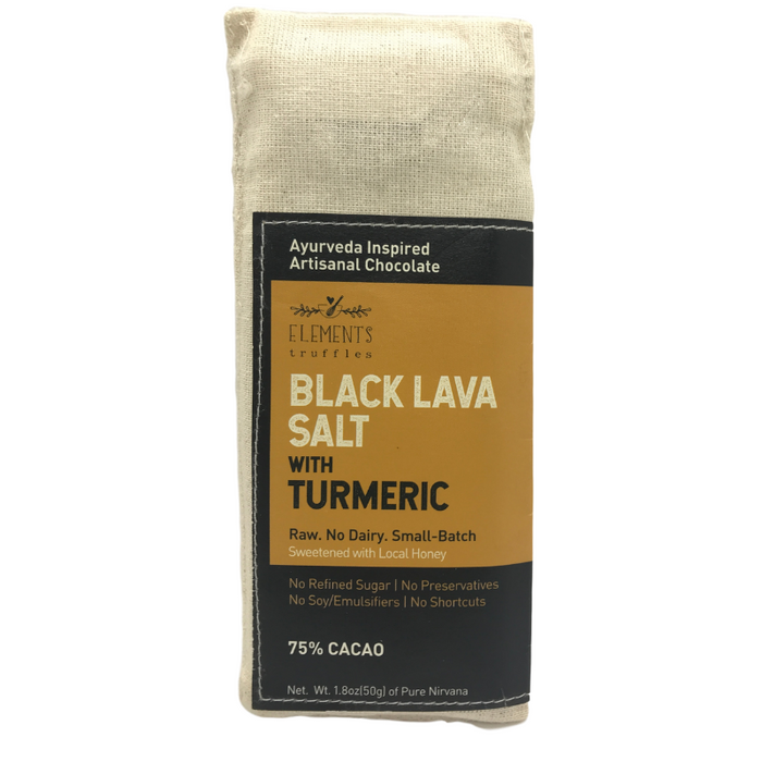 Elements Truffles // Black Lava Salt  Artisanal Chocolate with Turmeric 1.8 oz