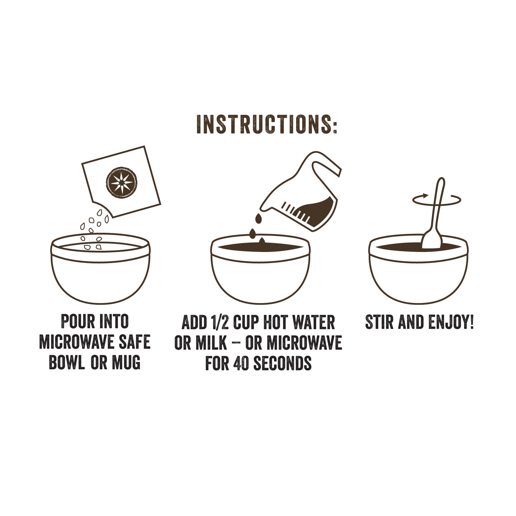 Wild Zora Original Instant Hot Cereal preparation directions.