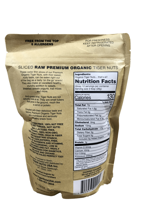Sliced Premium Tiger Nuts | Gluten Free Grains 12oz